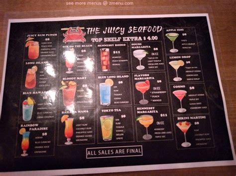 juicy seafood drink menu